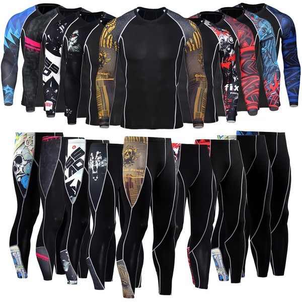 Tute da uomo Set da corsa da uomo T-shirt a compressione Pantaloni sportivi Maniche lunghe Magliette Fitness Rashguard Uomo Leggings da palestra Abbigliamento Tuta attillata 230825