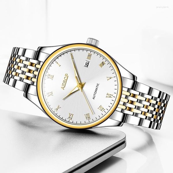 Armbanduhren AESOP Flying Tourbillon Bewegung Mechanische Uhr für Mann Luxus Mode Skeleton Wasserdicht Saphir Spiegel 2023 A