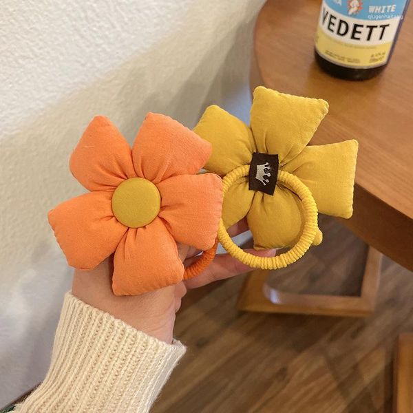 Accessori per capelli Fasce elastiche in cotone con fiori grandi colorati Ragazze Bambini Dolce Decorare Scrunchies Cravatta adorabile