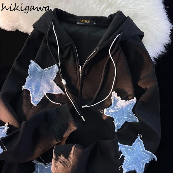 Männer Hoodies Streetwear Frauen Sterne Drucken Mode Übergroßen Outwear Harajuku Casual Mit Kapuze Zipper Sweatshirt Jacke Koreanische Y2k Tops