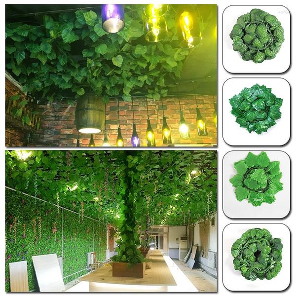 Fiori decorativi 1 pz Simulazione Rattan Pianta a foglia verde Decorazione domestica Vite artificiale Rosa Festa di nozze Giardino