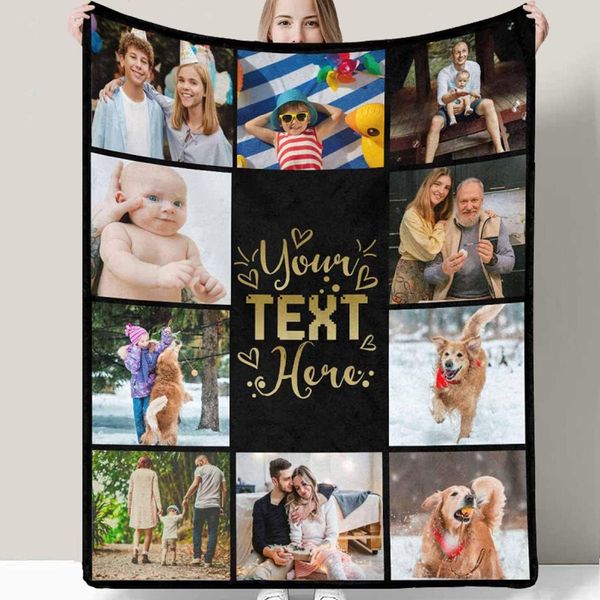 Benutzerdefinierte Decken mit Fotos, personalisierte Decke, Erinnerungsgeschenk, Collage mit 10 Fotos, individuelle Decken, Überwurfdecke für Familie, Liebhaber, Geburtstag, Hochzeit, Weihnachten