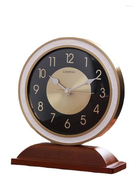 Horloges de table Grande horloge dorée moderne bois métal luxe bureau silencieux montre numérique salon bureau rétro ornements cadeau