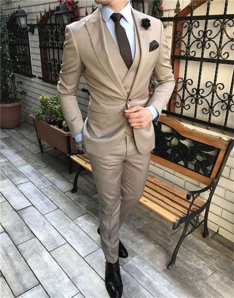 Erkek Suit Blazers Yüksek Kaliteli Damat Smokalı Erkek Erkekler Şampanya Groomsmen Düğün Promprominner Adam Blazer Jacketpantsvesttie 230824