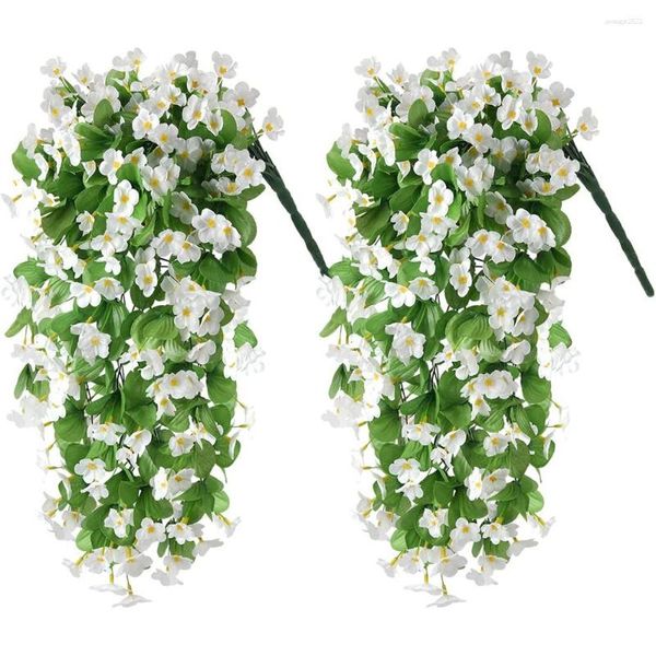 Fiori decorativi Confezione da 2 piante artificiali appese finte Bouquet di fiori di orchidea per parete Casa Camera Giardino Matrimonio Decorazione per interni ed esterni