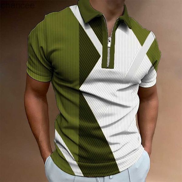 Sommer Männer Poloshirt mit Reißverschluss 3D-gedrucktes Kurzarm-T-Shirt Business Casual Polo T-Shirt Daily Street Herren Top Kleidung HKD230825
