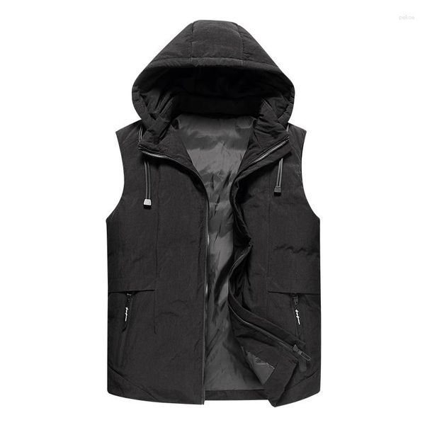 Gilet da uomo Gilet Giacca calda Giacche senza maniche Gilet casual Cappotti invernali antivento Cerniera maschile Giù Tinta unita 6XL 7XL