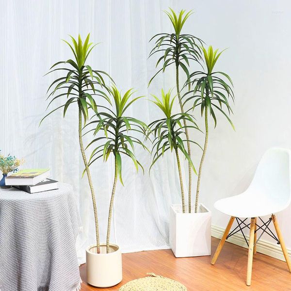 Dekorative Blumen, 120–150 cm, große künstliche Dracaena-Pflanzen, eingetopft, gefälschter Kunststoff, tropische Palme, Bonsai für Zuhause, Innengarten, Hochzeit