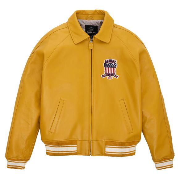Красно-желтая куртка-бомбер, размер США, AVIREX, повседневный спортивный костюм для полетов из толстой овчины, крутой Jacketstop 75