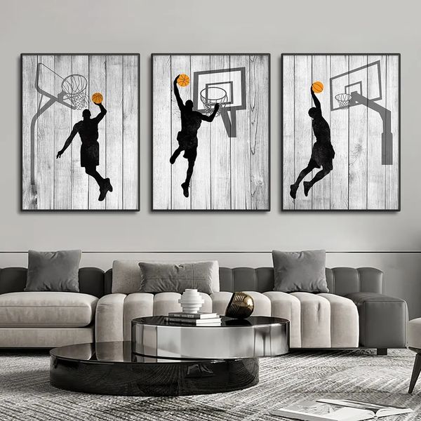 Giocatore di basket astratto Pittura su tela Sport Dunk Poster Stampa Immagini di arte della parete per soggiorno Decorazioni per la camera da letto dei bambini Regalo per un amico Senza cornice Wo6