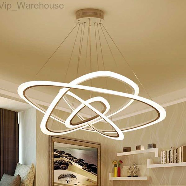 Nuove lampade a sospensione moderne per soggiorno sala da pranzo 4/3/2/1 Cerchio Anelli acrilico Illuminazione a LED Lampade da soffitto HKD230825