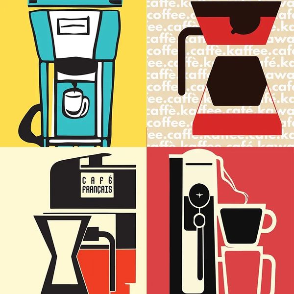 Arte astratta Macchina per il caffè Poster Stampe Macchina per il caffè retrò Pittura su tela Immagine di arte della parete Retro Coffee Bar Cucina Decor Regalo Senza cornice Wo6