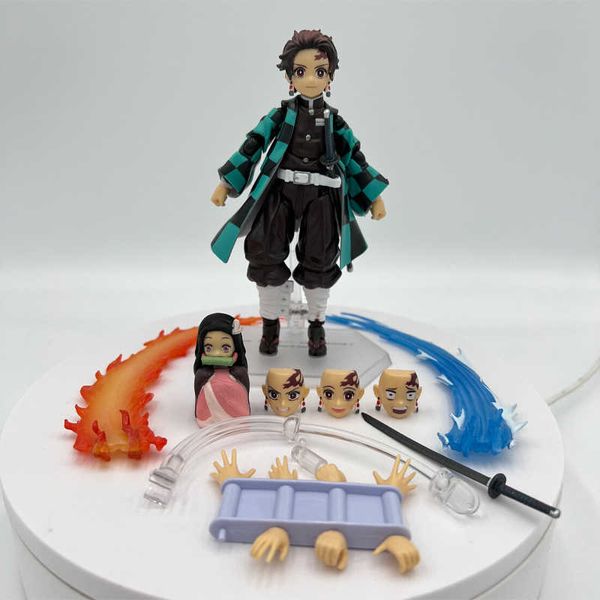 Figuras de brinquedo de ação 14cm figma demon slayer anime figura no tanjiro figura de ação coleção modelo boneca brinquedos presente