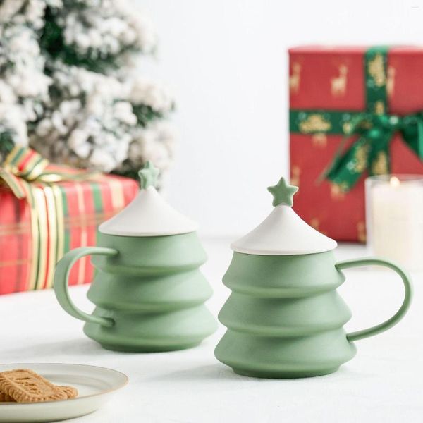 Tazze Tazza creativa in ceramica per albero di Natale Tinta unita Regalo semplice Casa 550 ml Coppia ufficio