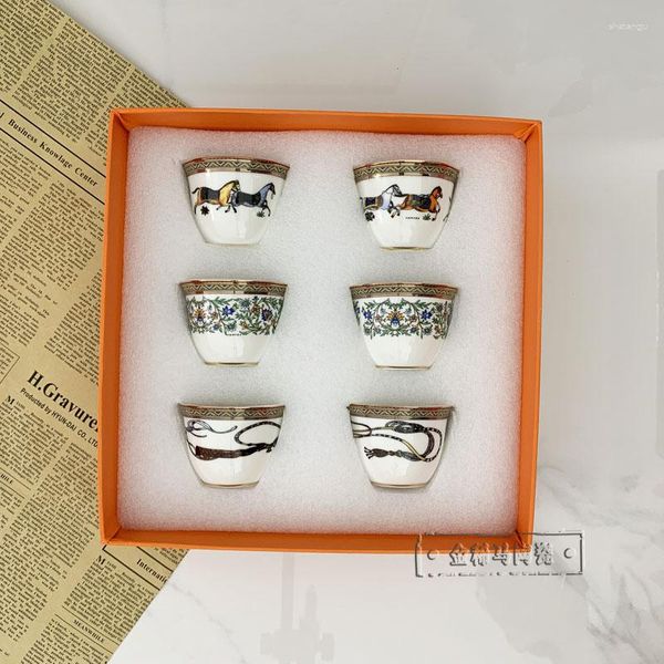 Tazze 6 pezzi di lusso Bone China tazza di caffè concentrato set utensili per bere festa di nozze regalo di inaugurazione della casa di compleanno