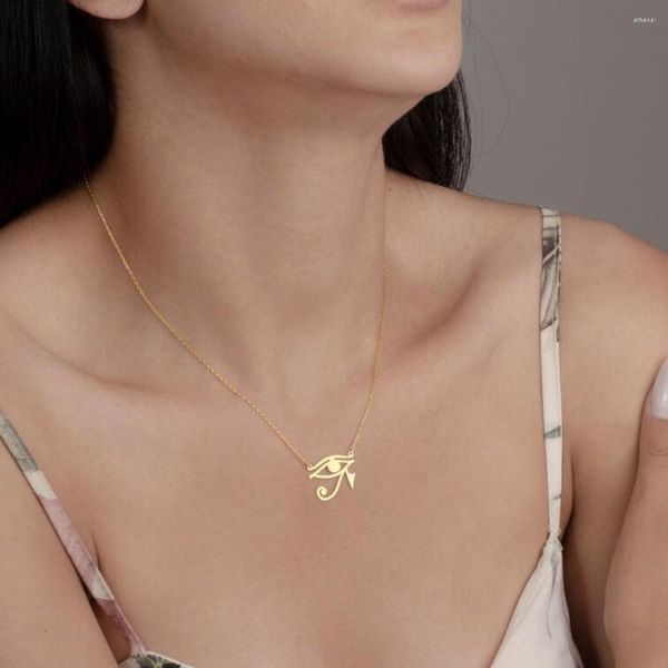 Подвесные ожерелья винтажный египетский глаз ожерелья RA для женщин панк -мифология из нержавеющей стали Horus Amulet Choker Retro Party Jewelry