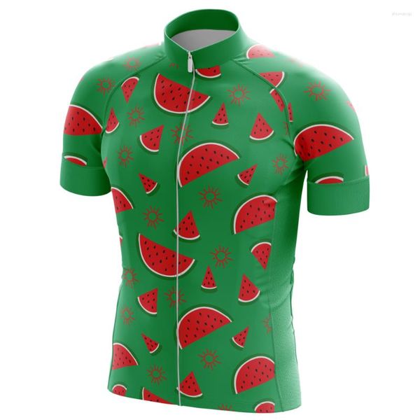 Rennjacken HIRBGOD 2023 UK Herren Radtrikot Grün Wassermelone Print Kurzarm Bike Shirt Sommer Fahrradbekleidung TYZ501-01