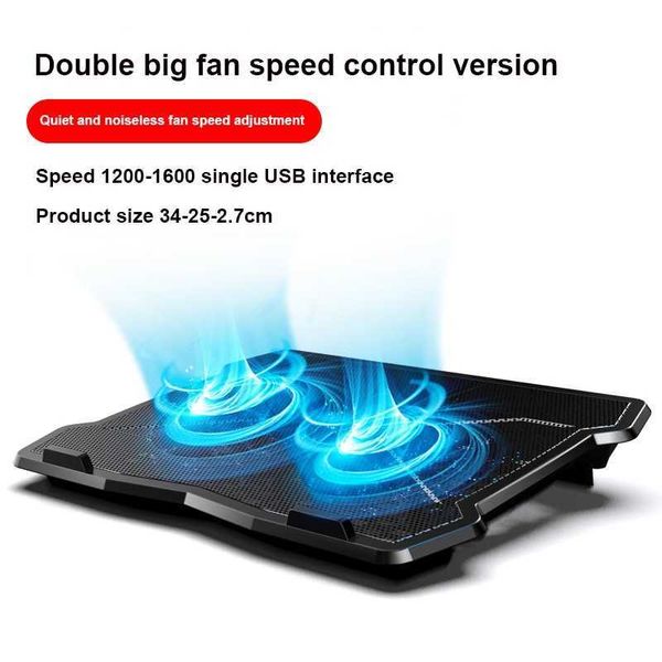 Soğutucu Fan Defter Radyatör Hava Dizüstü Dizüstü Bilgisayar 2 Fan ile Soğutucu İki USB 1600RPM Dizüstü Bilgisayar Stand Bilgisayar Soğutucu Taban Sefer Soğutma HKD230824