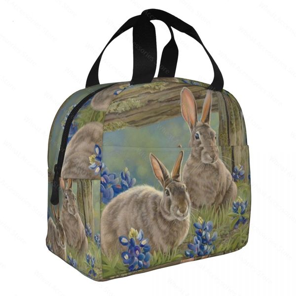 Cosmetic Bags Cases Rabbit Printed Ladies Insulated Lunch Bag Reusable Cooler Bento Box Office Work School 230823