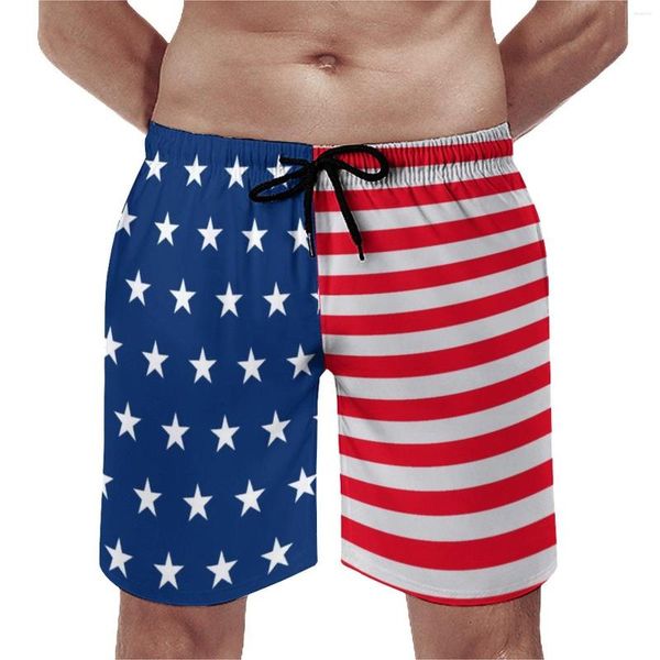 Pantaloncini da uomo Bandiera USA Stampa Board Stelle e strisce Divertenti pantaloni corti da spiaggia Uomo Sport personalizzati Fitness Costume da bagno ad asciugatura rapida Idea regalo