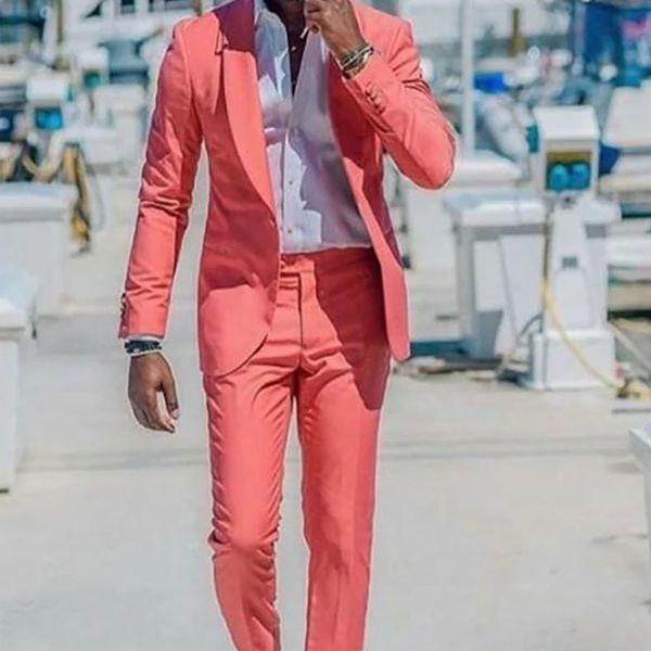 Ternos masculinos blazers 2023 verão coral homens xale lapela baile grande e alto casamento para 2 peça casaco calça 230824