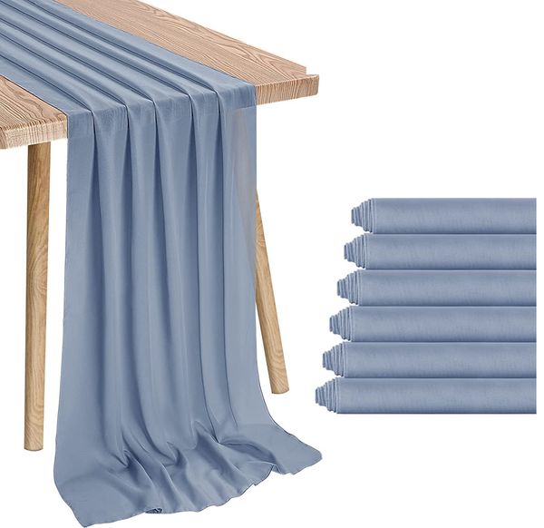 Corredor de mesa 10pcs 70 * 300cm Chiffon Table Runner 10Ft Long Sheer Gaze Cobertura de mesa de casamento festa nupcial chuveiro decorações de mesa de jantar 230824