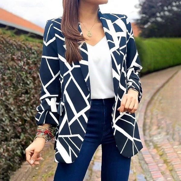 Ternos femininos blazer para mulheres casual manga longa trabalho escritório terno jaqueta leve frente aberta curto casaco vintage outerwear