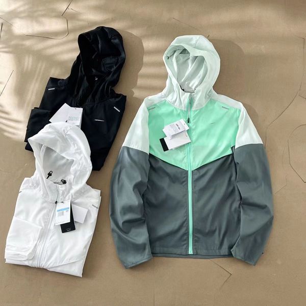 Erkek Tasarımcı Ceketler Rüzgar Dergileri Windrunner Erkekler Rüzgar Kesici Su geçirmez Spor Ceketi Hoodie Trençküzü Eğitim Güneş Koruyucu Giysileri İnce Yeşil Katlar Dış Giyim