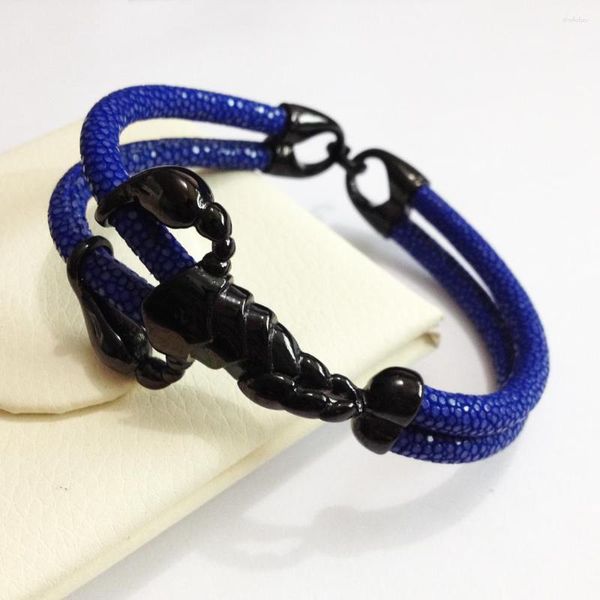 Braccialetti con ciondoli Moda Donna Bracciale Scorpione in acciaio inossidabile Pelle di razza Uomo Regalo punk Pulseras