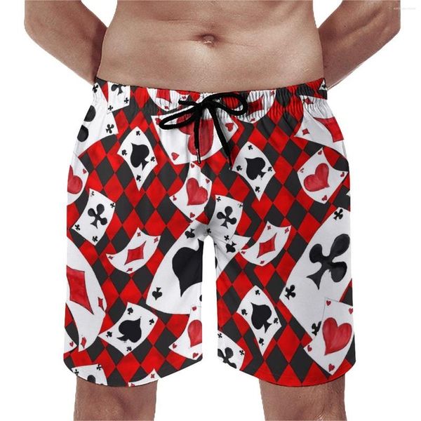 Herren-Shorts, Pokerkarten, Fitnessstudio, Sommer, Sport spielen, Strand, kurze Hosen, schnell trocknend, Retro-Stil, übergroße Badehose