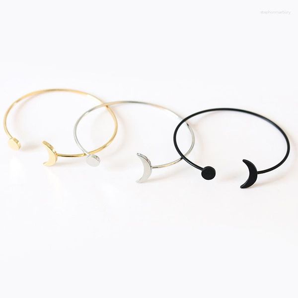 Braccialetti per donna Ragazze Luna Design Polsino aperto Gioielli da uomo Classico colore oro Argento Nero Bracciale Regali per l'anno