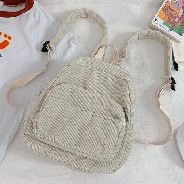 Sacos escolares Corduroy Mini mochila cor sólida bolsa de ombro macio cross-corpo para bolsas de viagem de escritório e bolsas