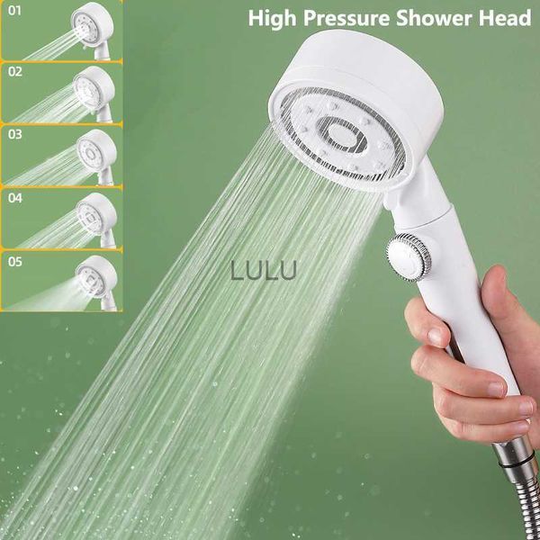 Pommeau de douche haute pression 5 Modes pommeaux de douche réglables avec tuyau économie d'eau buse de pulvérisation d'arrêt à une touche accessoires de salle de bain HKD230825 HKD230825