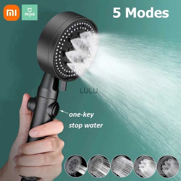 Xiaomi chuveiro economia de água 5 velocidades ajustável de alta pressão com um botão parar chuveiro de mão cabeça de chuveiro acessórios de banheiro HKD230825 HKD230825