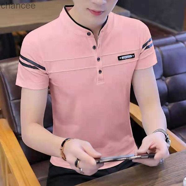 Camisa de algodão puro para homens colarinho fino ajuste polo camisas marcas famosas verão lapela roupas masculinas marca luxo pólo juventude hkd230825