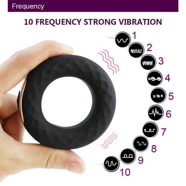 Cockrings masculino vibrador galo anel preto atraso ejaculação vibrando anéis de bloqueio pênis ereção de longa duração erótico brinquedos sexuais para homens casal 230824