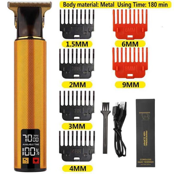 Barbeadores elétricos venda USB Hair Clipper Trimmer tudo em um ouro luz cabeça recarregável óleo escultura marca navalha 230825