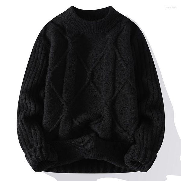 Herrenpullover, hochwertiger Winter, warm, modisch, gestrickt, Mock-Neck-Pullover, USA-Größe S-L