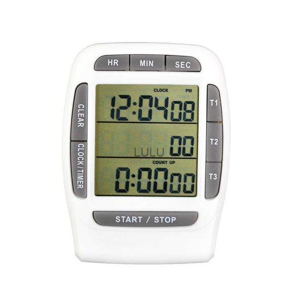 Magnet Labor Zeit Timer 3 Kanal LCD Digitale Elektrische Uhr Countdown Stoppuhr Für Küche Ei Kochen Erinnerung Werkzeuge HKD230825 HKD230825