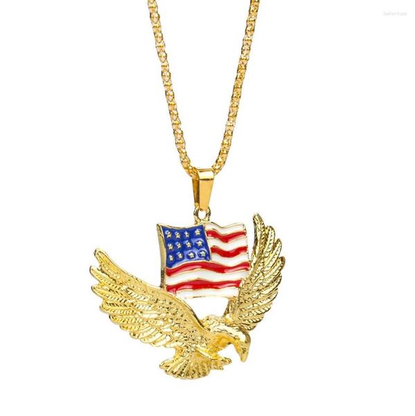 Colares Pingente Nacional Pássaro Bald Eagle As Estrelas e Listras Bandeira Punk Hiphop Deus Abençoe o Dia da Independência dos EUA