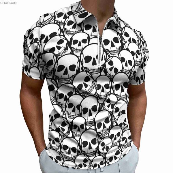 Scheletro Polo casual Teschi Stampa T-shirt Uomo Camicia personalizzata a maniche corte Estate Elegante Top oversize Idea regalo HKD230825