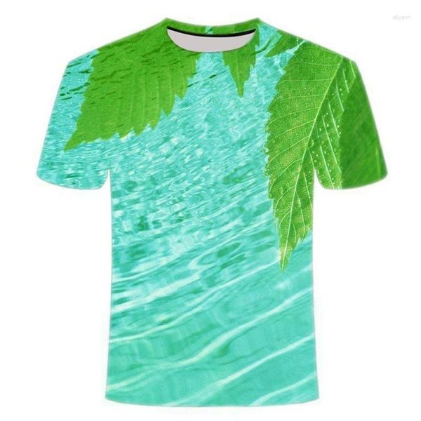 Homens camisetas Hortelã Plantas Verdes 3D Impresso T-shirt O-gola Homens e Mulheres Shorts Sleev Moda Verão Cool Tees Tops Crianças Roupas