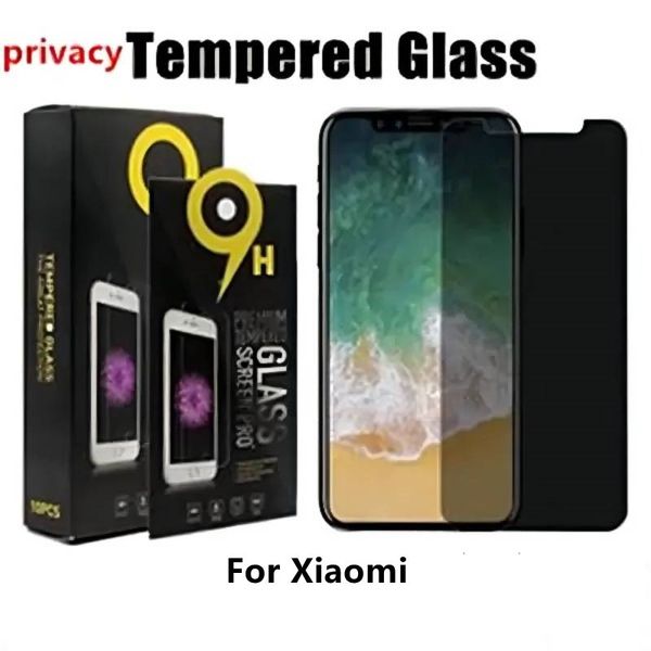 Protetor de tela de privacidade para Xiaomi Redmi Note 9 9A 9C 9T 10 8A 8 5A 6A 7 7A 9S 10 Pro Poco X3 F3 M3 Pocophone F1 X3 Vidro temperado com pacote de varejo