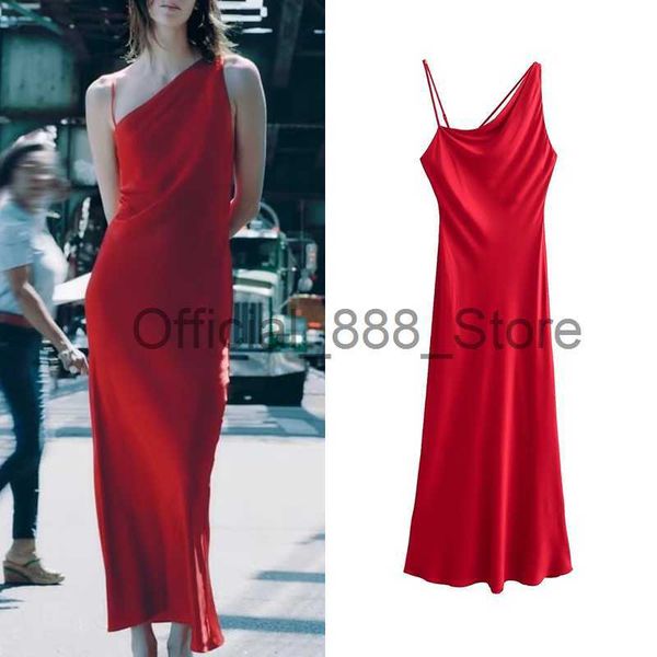 Frauen Hosenträger Kleid Neue Mode Sommer Weibliche Schräg Kragen Dekoration Sexy Kleid High Street Damen Kleidung Chic Kleid x0825