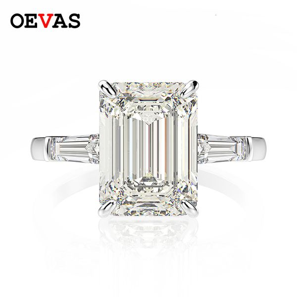 Anéis de casamento Oevas 925 Sterling Silver Emerald Cut Criado Gemstone Casamento Noivado Diamantes Anel Fine Jewelry Presentes Atacado 230824