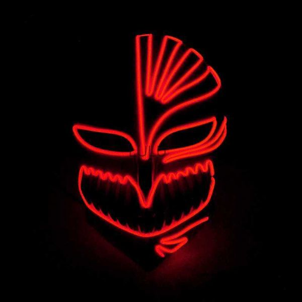 Halloween Horror Neon LED Leuchtende Gesichtsmaske Cosplay Anime BLEACH Brave Souls Kurosaki Ichigo Glowing Party Maske Dekoration HKD230825 HKD230825