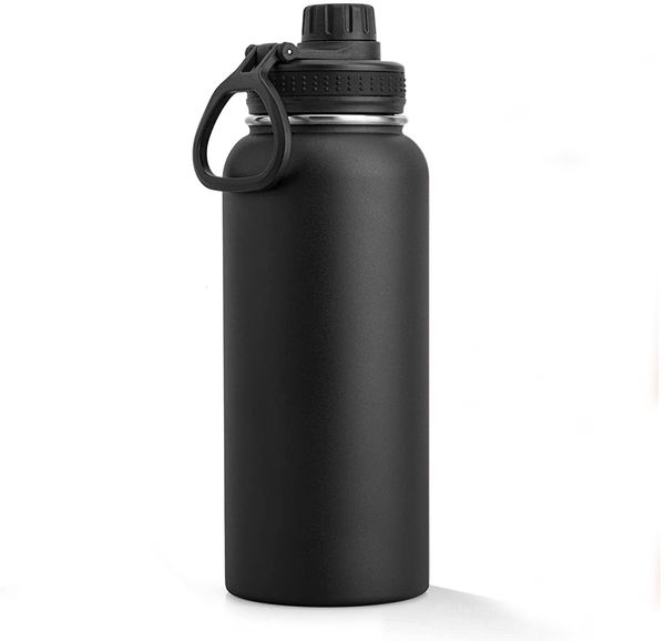 Garrafas de água garrafa isolada de 1000 ml de 32 oz de aço inoxidável esporte de boca de axácuo duplo de parede larga com tampa de bico à prova de vazamentos 230825