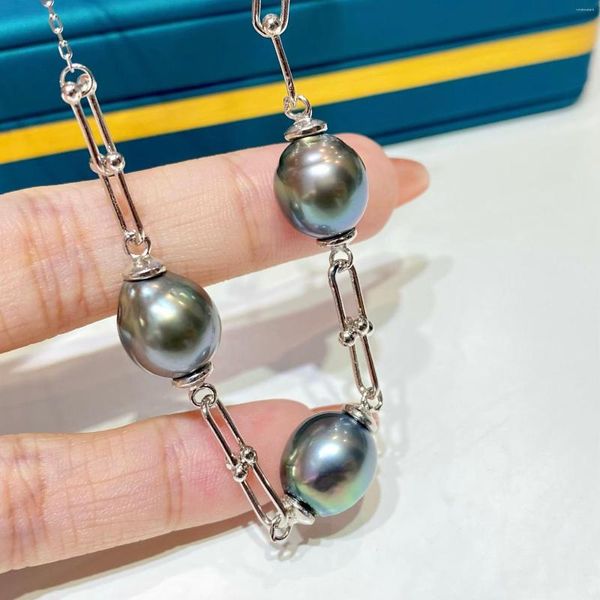 Chains Madalena Sarara Sterling Silver 925 Женское ожерелье с рисовой формой Tahiti Pearl