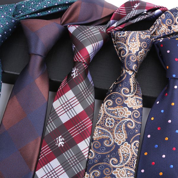 Krawatten 11 Farben Skinny 6 cm Herren Krawatte Polyester Seide für Mann Plaids Floral Jacquard Krawatte Business Party Corbatas 2023 230824