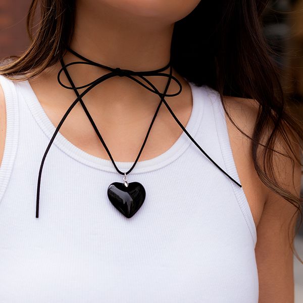 Europäische und amerikanische Designer-Herz-Liebes-Halskette, luxuriöser Schmuck mit verstellbaren Wachsfaden-Halsketten für einfache und personalisierte Liebesanhänger-Halsketten